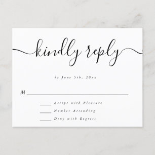 Postale Carte RSVP de réponse Mariage simple de script