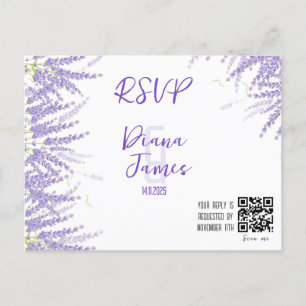 Postale Carte RSVP de style Lavande mariage