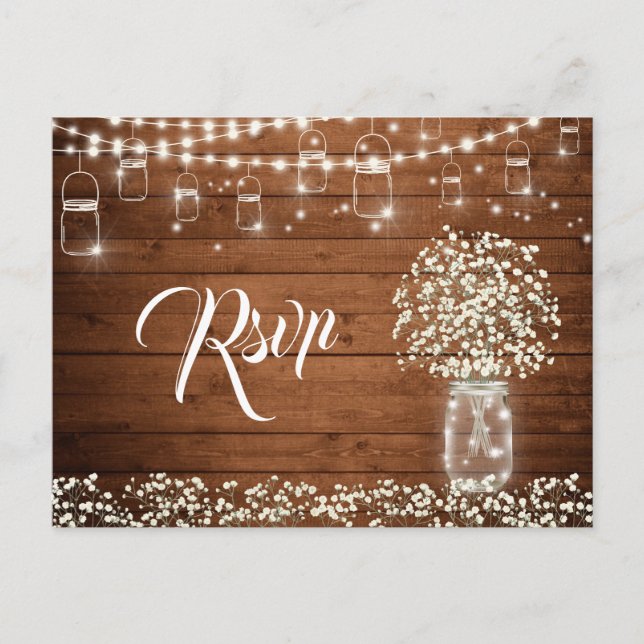 Postale Carte RSVP Jar Mason Respiration Bébé avec choix d (Devant)