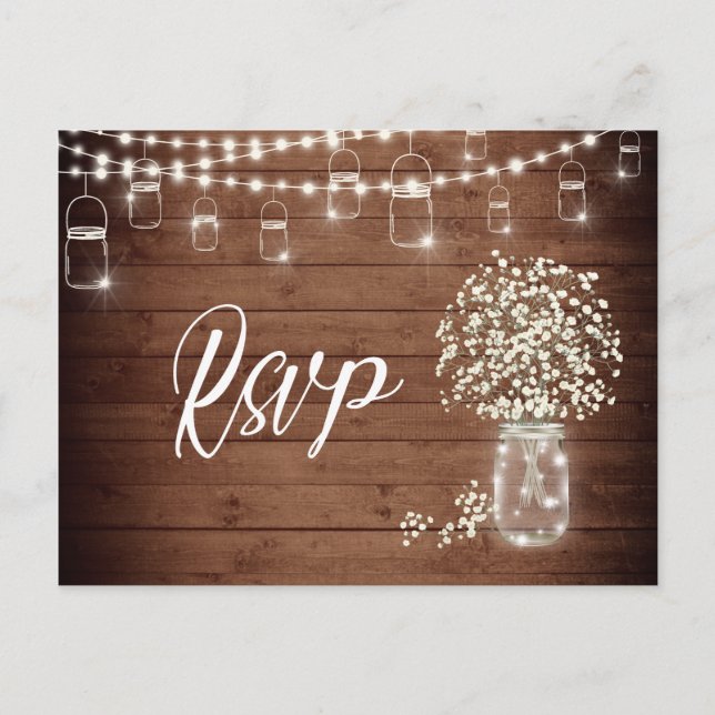 Postale Carte RSVP Jar Mason Respiration Bébé avec choix d (Devant)