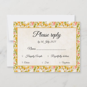 Postale Carte RSVP jaune Meadow victorienne