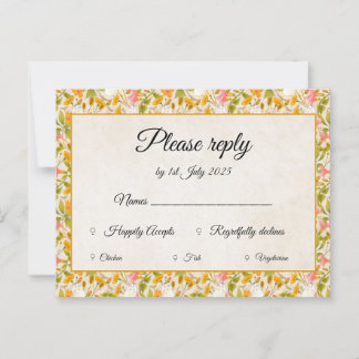 Postale Carte RSVP jaune Meadow victorienne