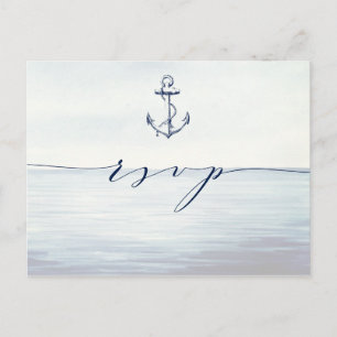 Postale Carte RSVP marine Ancre aquarelle Océan