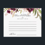 Postale Carte Rustique Boho Colorée Floral Mariage Conseil<br><div class="desc">Cette carte de conseil boho rustique aux couleurs florales mariage est parfaite pour un mariage moderne. Le design se compose de pivoines d'aquarelle rose, violet, rouge et bordeaux regroupées en bouquets élégants avec feuillage vert, inspirant beauté naturelle. Ces cartes sont parfaites pour un mariage, une douche nuptiale, un baby shower,...</div>