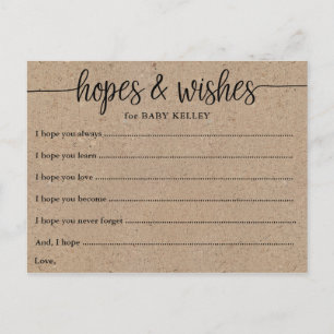Postale Carte Rustique Kraft Script Baby Hopes & Wives