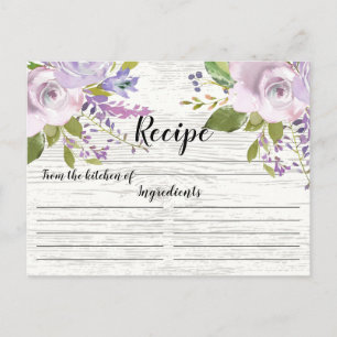 Postale Carte Rustique Lavender Watercolor Floral Recette