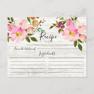 Postale Carte Rustique rose & violet Aquarelle Florale Rec