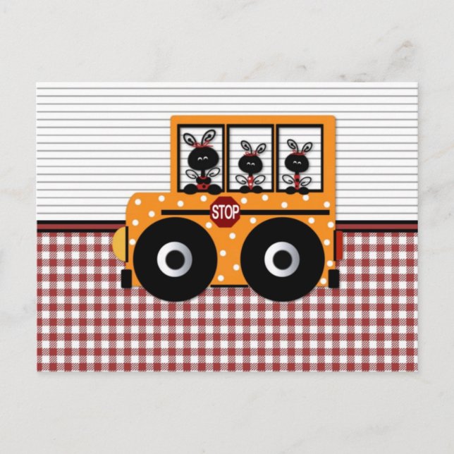 Postale Carte Schoolbus Ladybug (Devant)