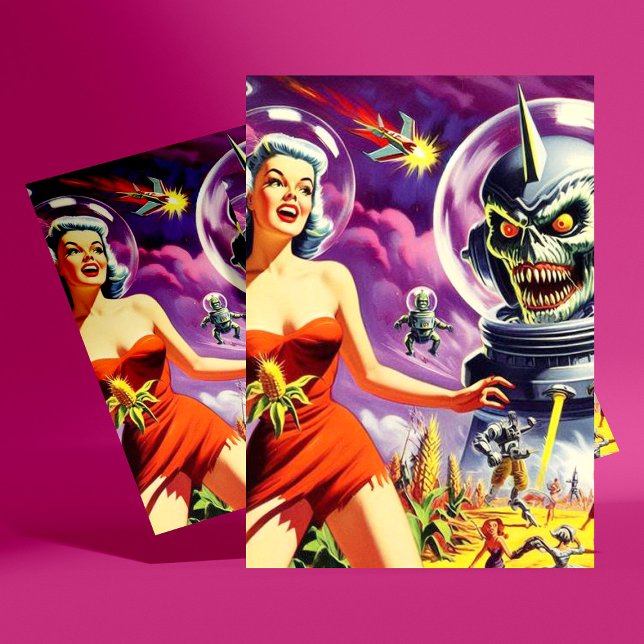 Postale Carte Sci-Fi vintage vers le haut (Créateur téléchargé)