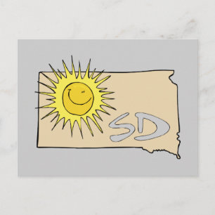 Postale Carte SD du Dakota du Sud Dessin souriant Sun Art