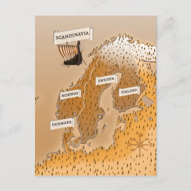 Postale Carte sépia de Scandinave (Devant)