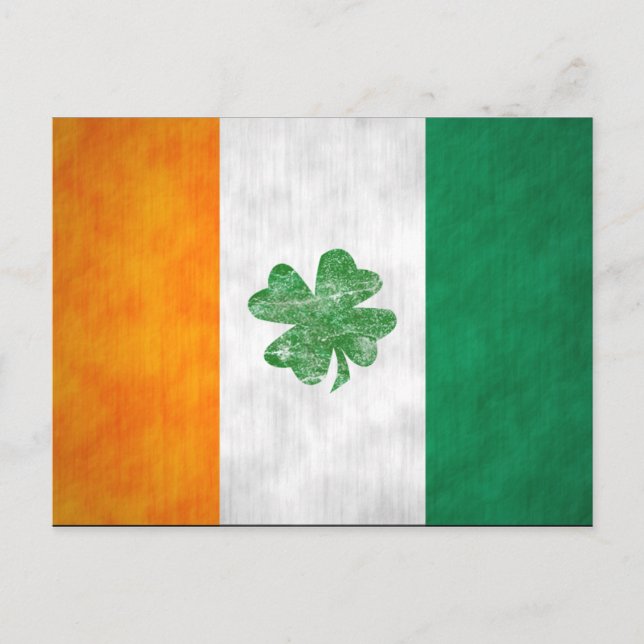 Postale Carte Shamrock drapeau irlandais 2 côté (Devant)