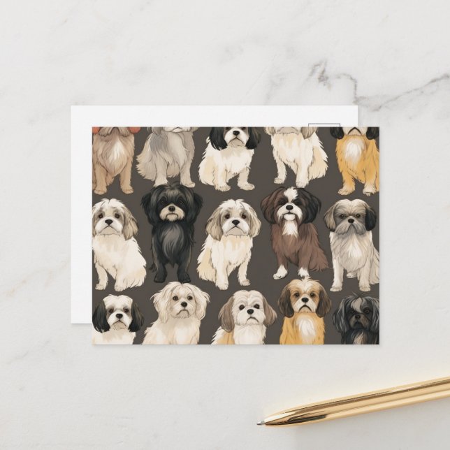Postale Carte Shih Tzu Serenity (Devant/Arrière en situation)