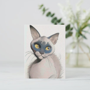 Postale Carte Siamese Cat Art