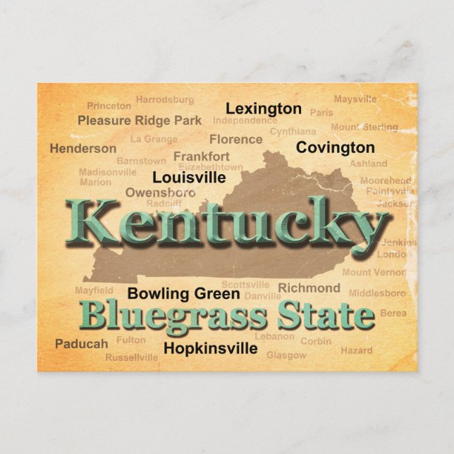 Postale Carte Silhouette de la Fierté d'État du Kentucky v (Devant)