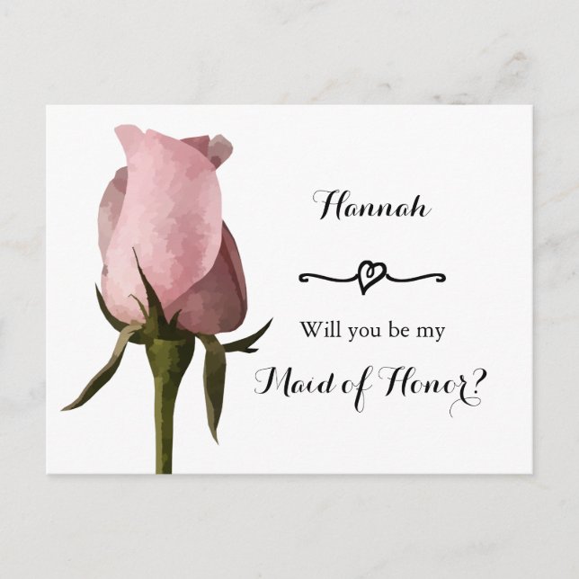 Postale Carte simple Rose rose femme d'honneur (Devant)