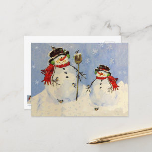Postale Carte Snowman et Son