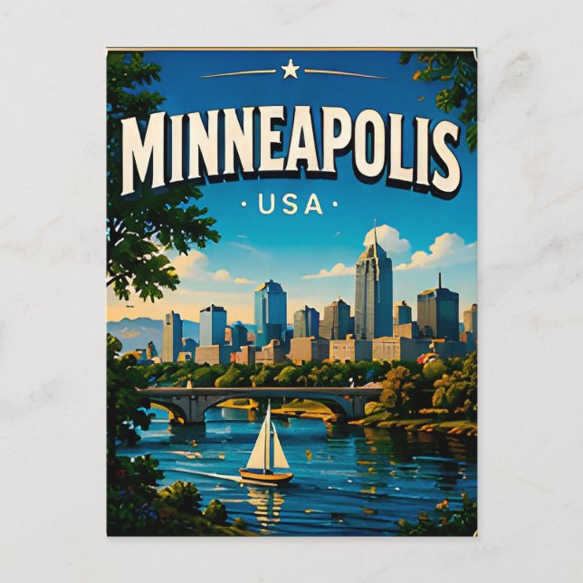 Postale Carte souvenir du pont de pierre de Minneapolis (Devant)