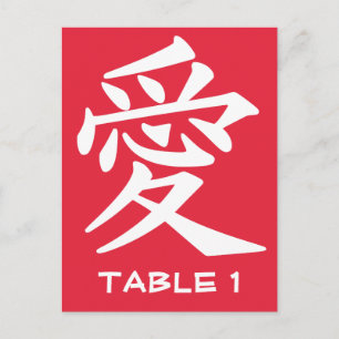 Postale Carte table Kanji Love