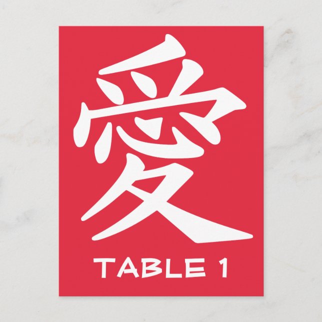 Postale Carte table Kanji Love (Devant)