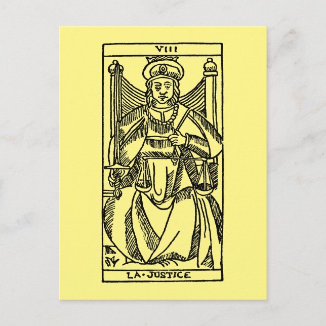 Postale Carte Tarot : Justice (Devant)