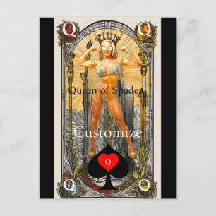Postale Carte Tarot Reine des pique Thunder_Cove