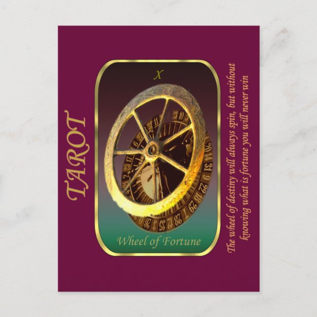Postale Carte Tarot - Roue de Fortune (Devant)