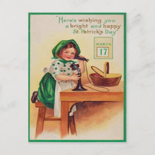 Postale Carte Téléphone Vintage Fille Saint-Patrick