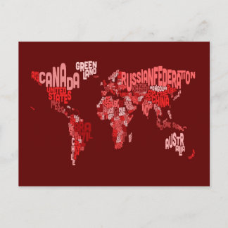 Postale Carte texte de la carte du monde
