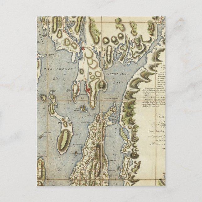 Postale Carte topographique de la baie de Narraganset (Devant)