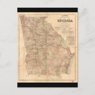 Postale Carte topographique de la Géorgie de Lloyd (1864)