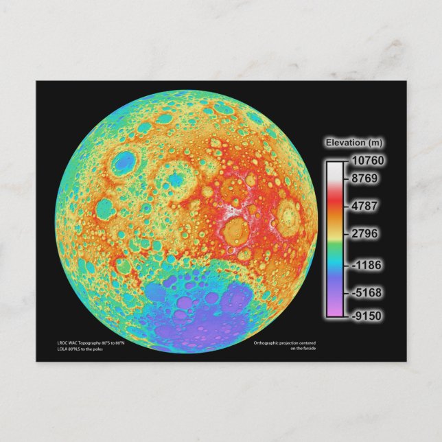 Postale Carte topographique de la surface lunaire de la lu (Devant)