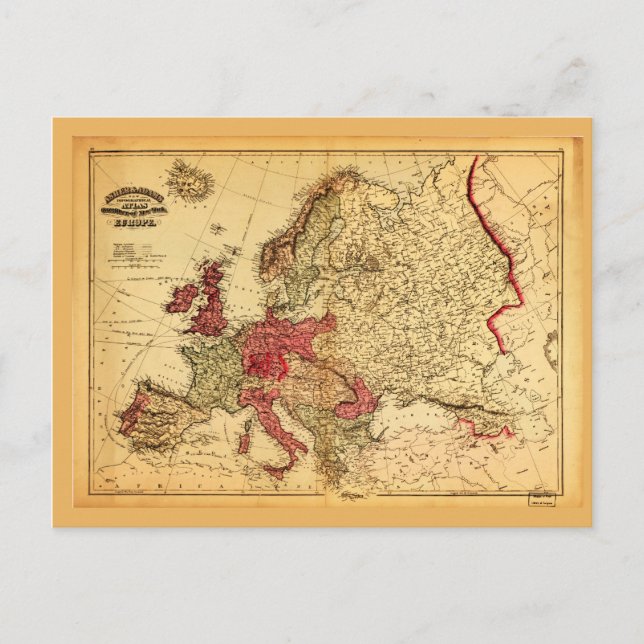 Postale Carte topographique de l'Europe (1871) (Devant)