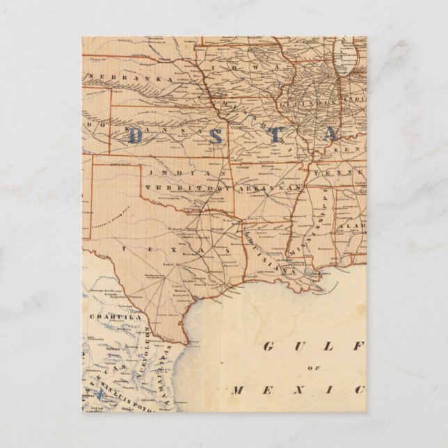 Postale Carte topographique des États-Unis (Devant)