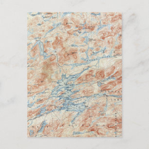 Postale Carte topographique du lac Raquette vintage New Yo