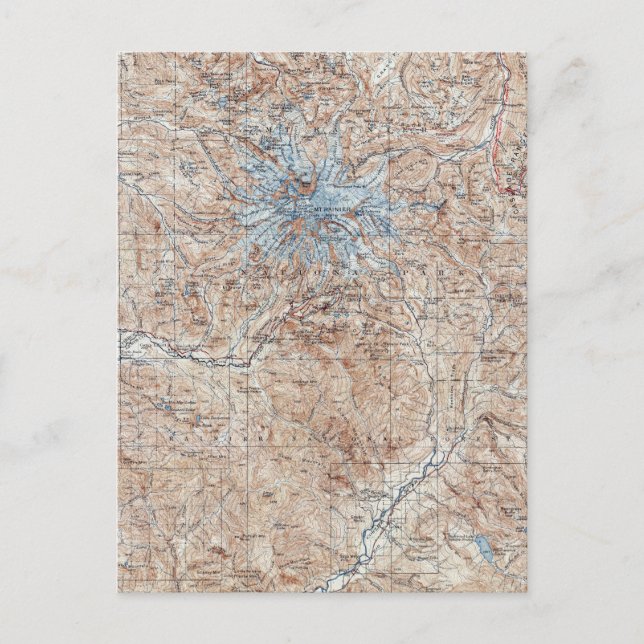 Postale Carte topographique vintage Mount Rainier Washingt (Devant)