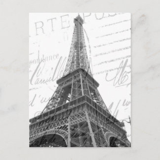 Postale Carte Tour Eiffel, Noir & Blanc, Vertical