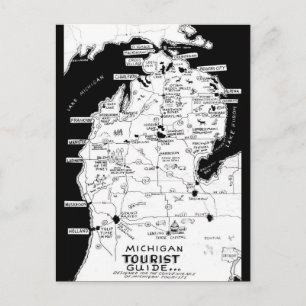 Postale Carte touristique du Michigan 