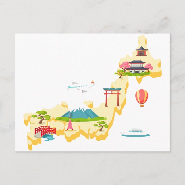 Postale Carte touristique japonaise (Devant)