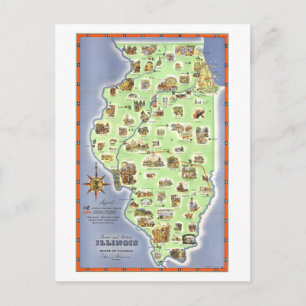 Postale Carte touristique vintage de l'Illinois