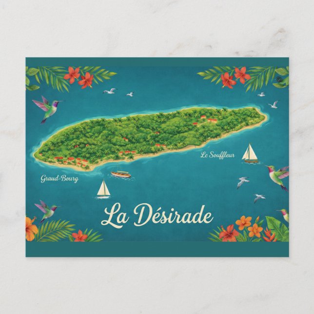 Postale Carte Tropicale La Désirade, Guadeloupe (Devant)