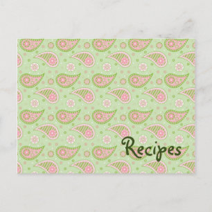 Postale Carte verte et rose de recette de Paisley