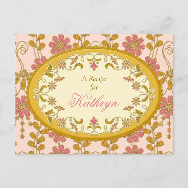 Postale Carte Victorian Pink Gold Recette pour la mariée (Devant)