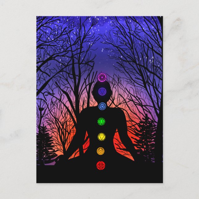 Postale Carte vide | Méditation Yoga au coucher du soleil (Devant)