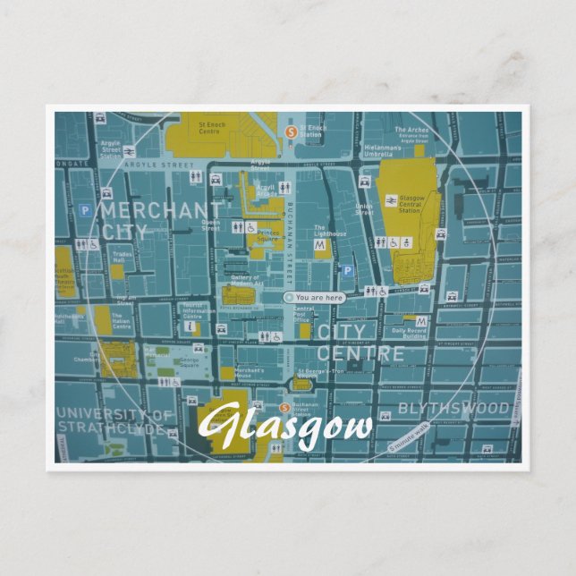Postale carte ville de glasgow (Devant)