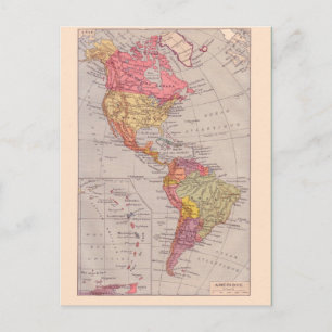 Postale Carte vintage, 1920, Amérique, nord et sud