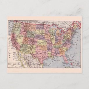 Postale Carte vintage, 1920, États-Unis
