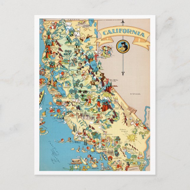 Postale Carte Vintage amusante de Californie (Devant)