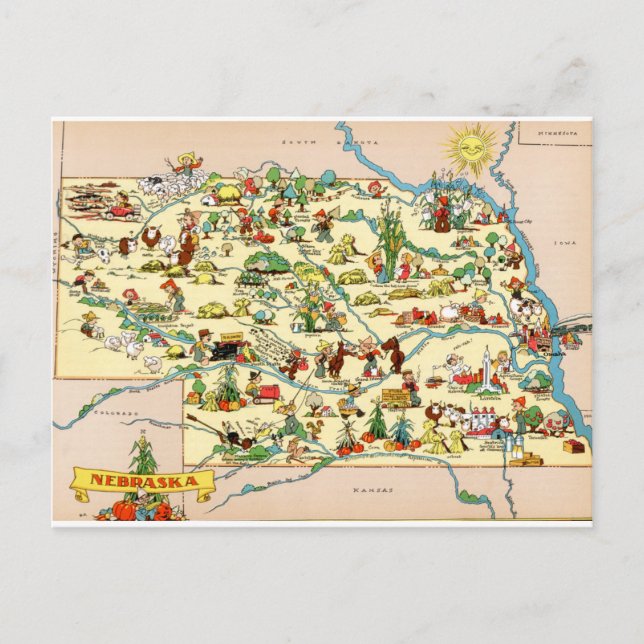 Postale Carte Vintage amusante du Nebraska (Devant)