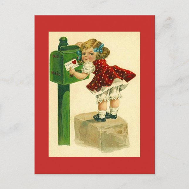 Postale Carte vintage Antique Mailing Valentine's Day (Devant)